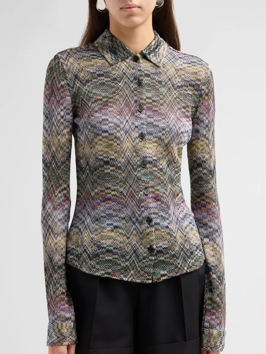 Missoni Women's Zigzag Metallic Knit Shirt | Thumbnail 5 Missoni Women's Zigzag Metallic Knit Shirt | Thumbnail 5