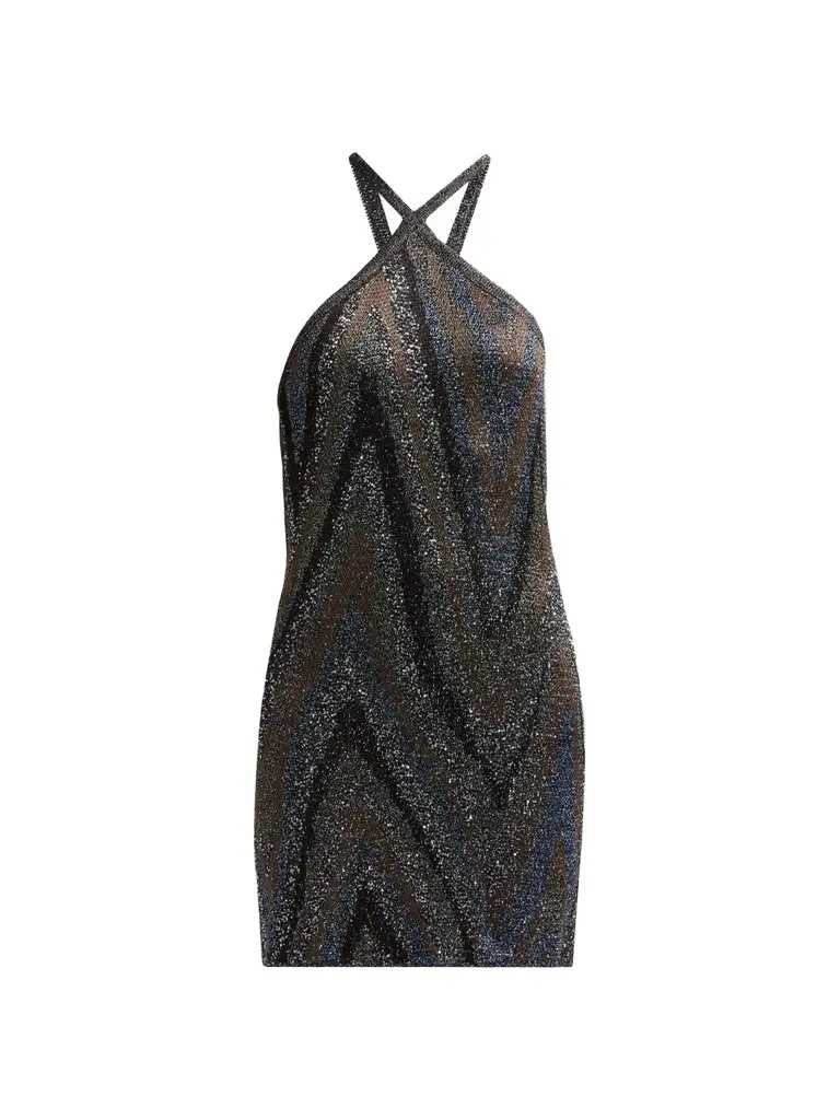 Women's Zigzag Halterneck Mini Dress