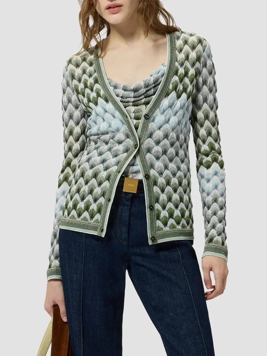 Missoni Women's Scale Pattern V-Neck Sweater | Thumbnail 4 Missoni Women's Scale Pattern V-Neck Sweater | Thumbnail 4