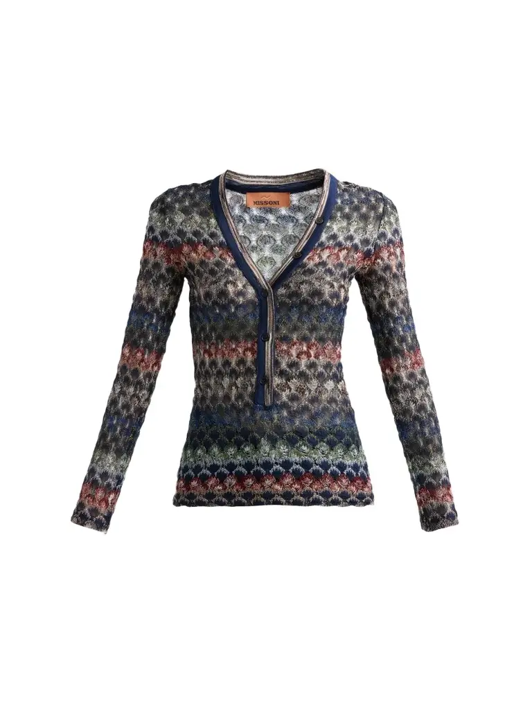 Women's Chevron Knit V-Neck Henley
