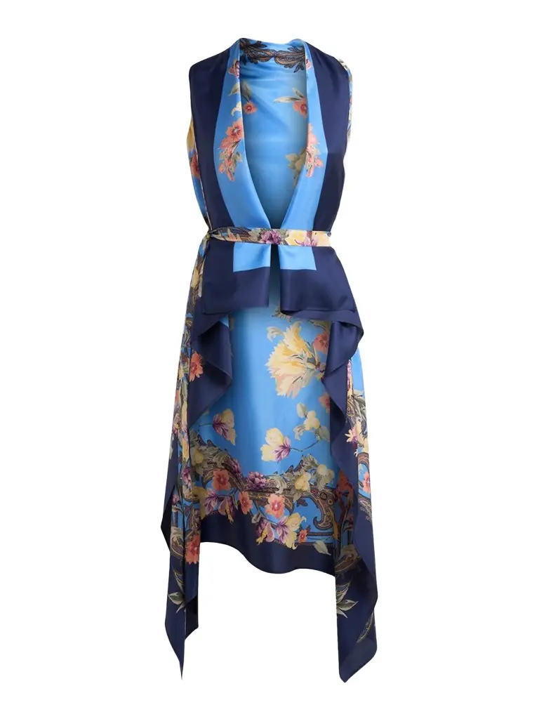 Women's Floral Silk Foulard Vest Women's Floral Silk Foulard Vest