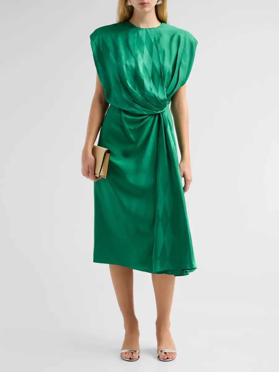 Versace Women's Silk-Blend Draped Midi Dress | Thumbnail 2 Versace Women's Silk-Blend Draped Midi Dress | Thumbnail 2