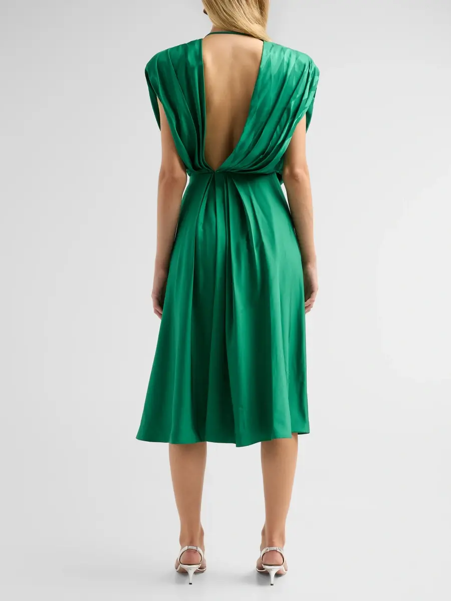 Versace Women's Silk-Blend Draped Midi Dress | Thumbnail 3 Versace Women's Silk-Blend Draped Midi Dress | Thumbnail 3