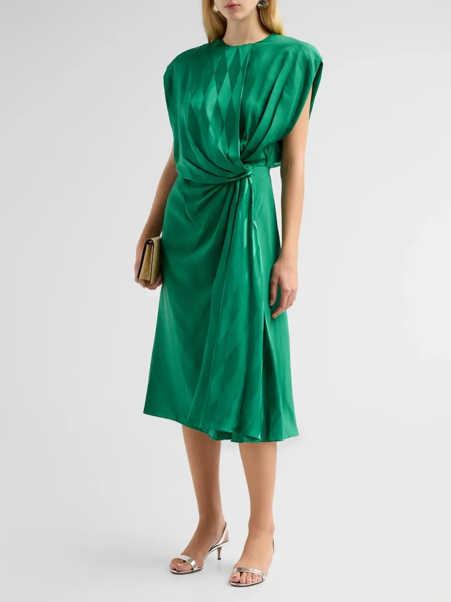 Versace Women's Silk-Blend Draped Midi Dress | Thumbnail 4 Versace Women's Silk-Blend Draped Midi Dress | Thumbnail 4