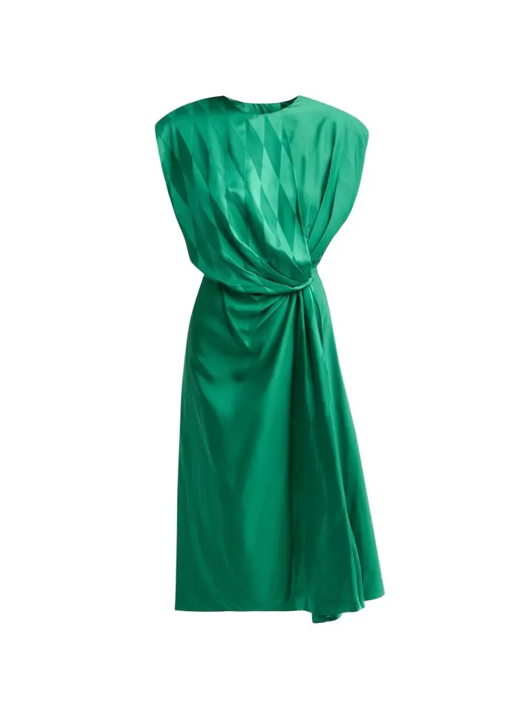 Women's Silk-Blend Draped Midi Dress Women's Silk-Blend Draped Midi Dress