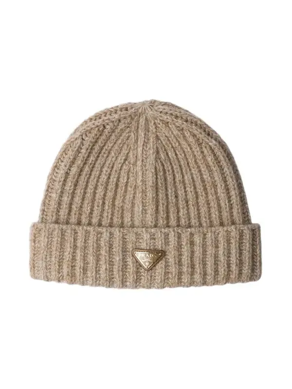 Men's Mouliné Cashmere and Wool Beanie - Beige Men's Mouliné Cashmere and Wool Beanie - Beige