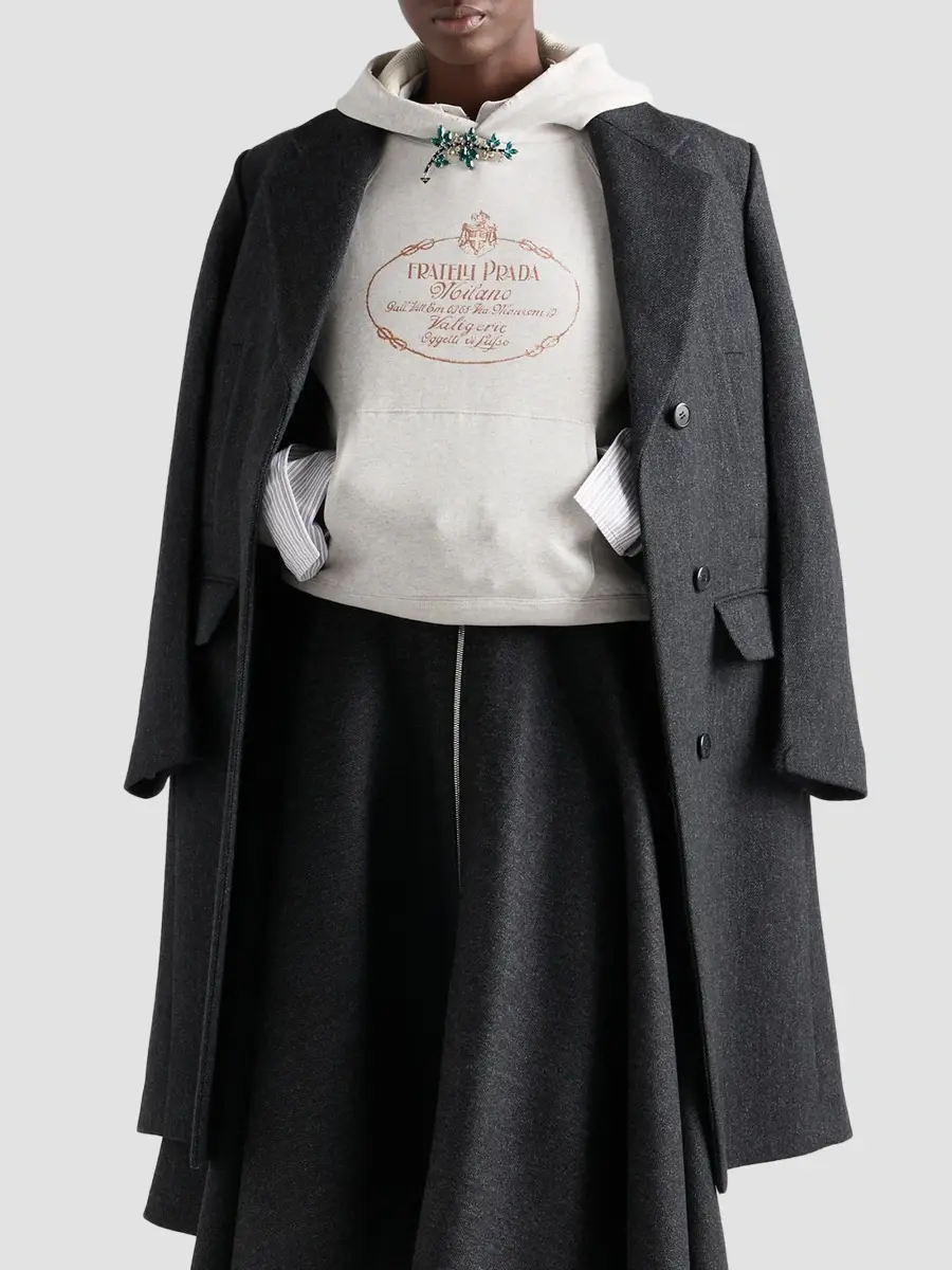 Prada Women's Single Breasted Double Wool Coat | Thumbnail 2