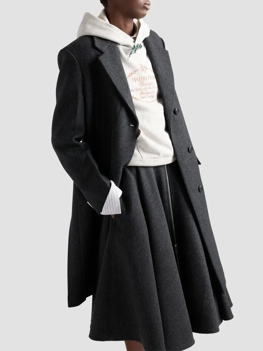 Prada Women's Single Breasted Double Wool Coat | Thumbnail 4