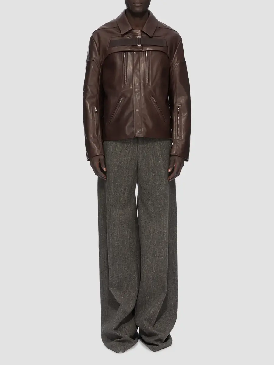 Rick Owens Men's Leather Fitted Jacket | Thumbnail 2