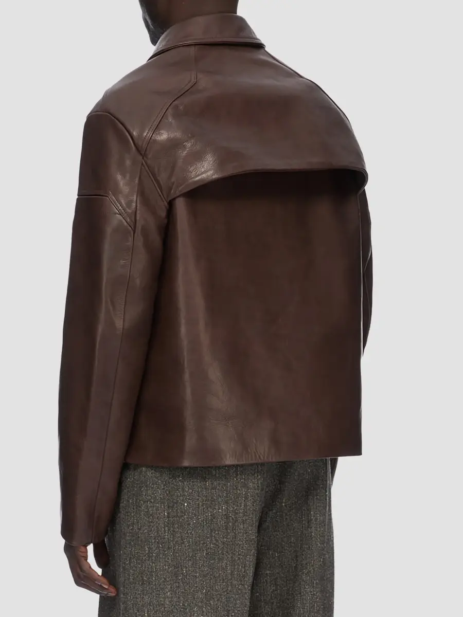Rick Owens Men's Leather Fitted Jacket | Thumbnail 3