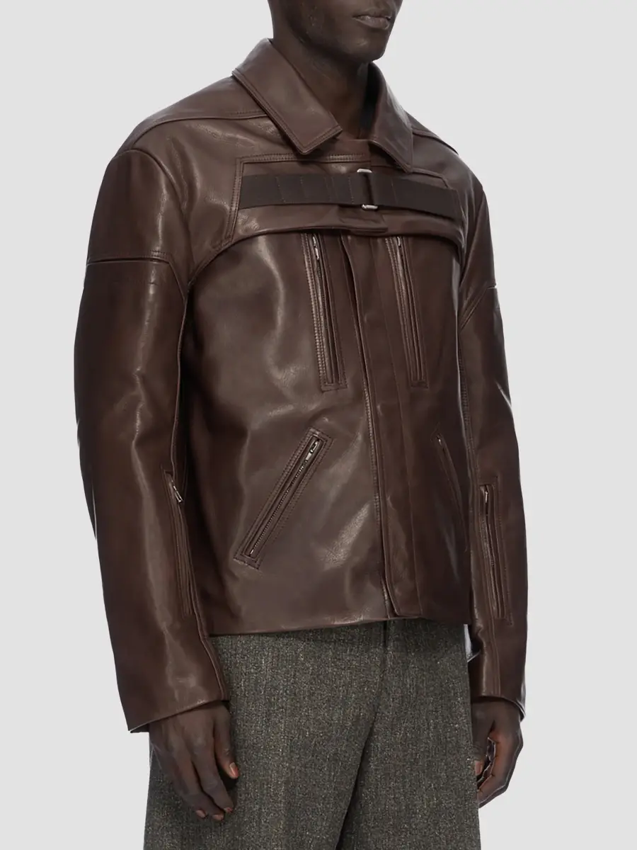 Rick Owens Men's Leather Fitted Jacket | Thumbnail 4