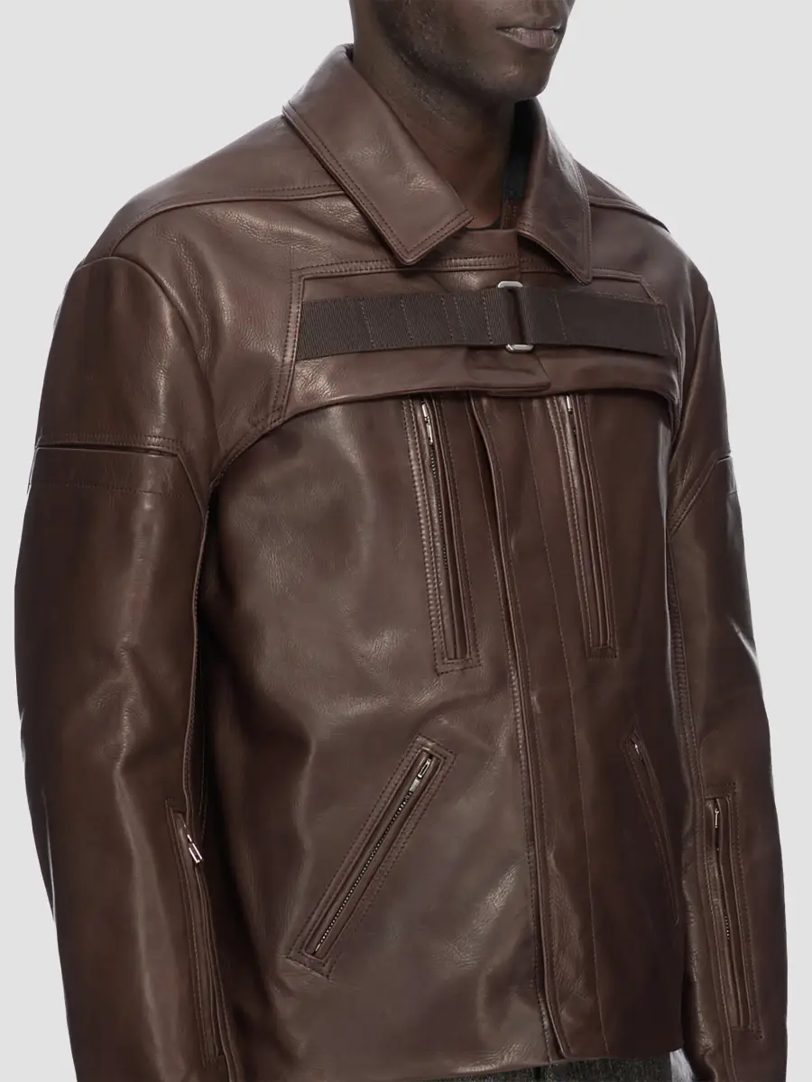 Rick Owens Men's Leather Fitted Jacket | Thumbnail 5