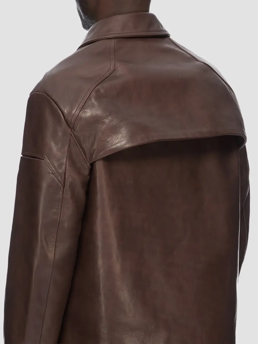 Rick Owens Men's Leather Fitted Jacket | Thumbnail 6