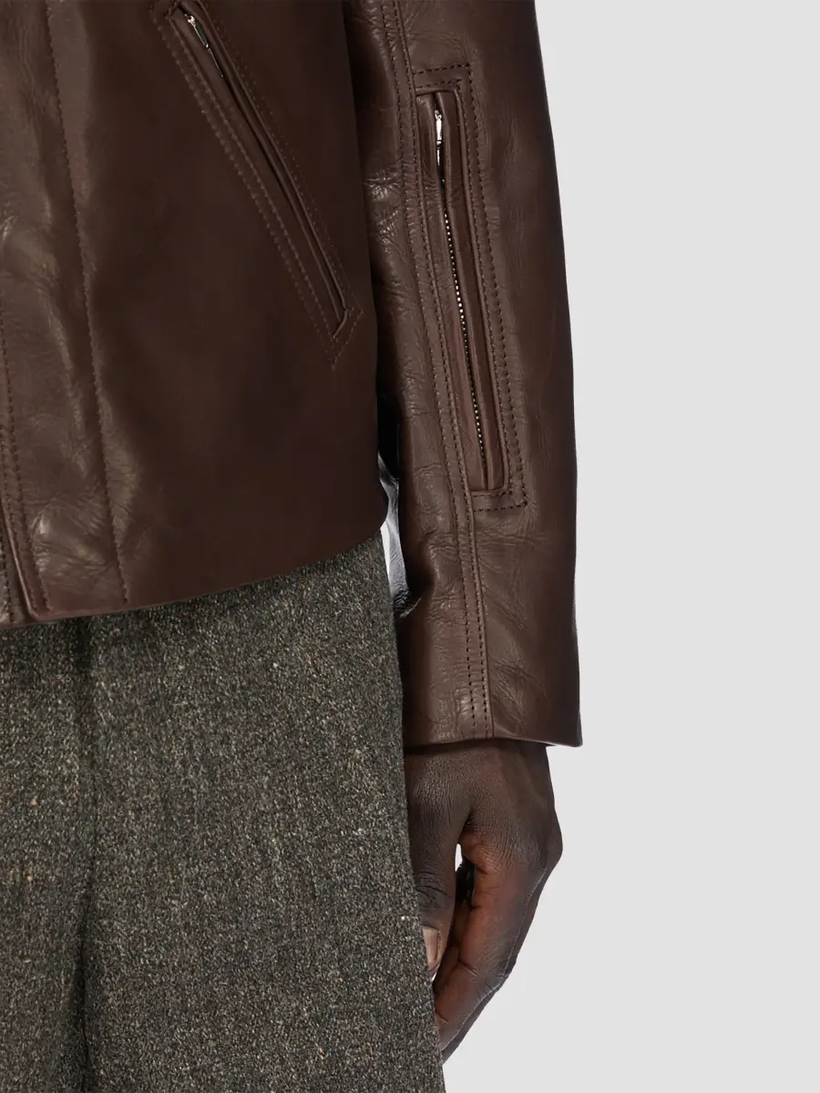 Rick Owens Men's Leather Fitted Jacket | Thumbnail 7