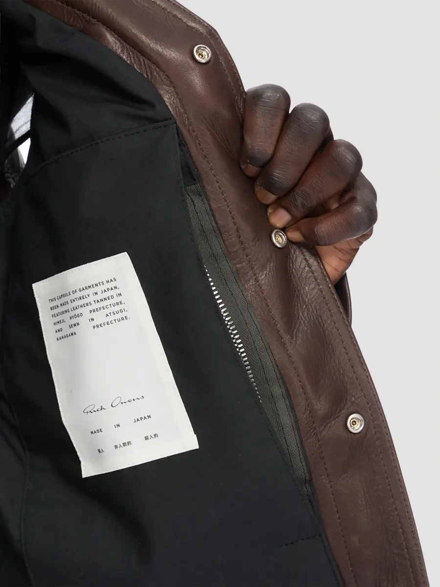 Rick Owens Men's Leather Fitted Jacket | Thumbnail 9