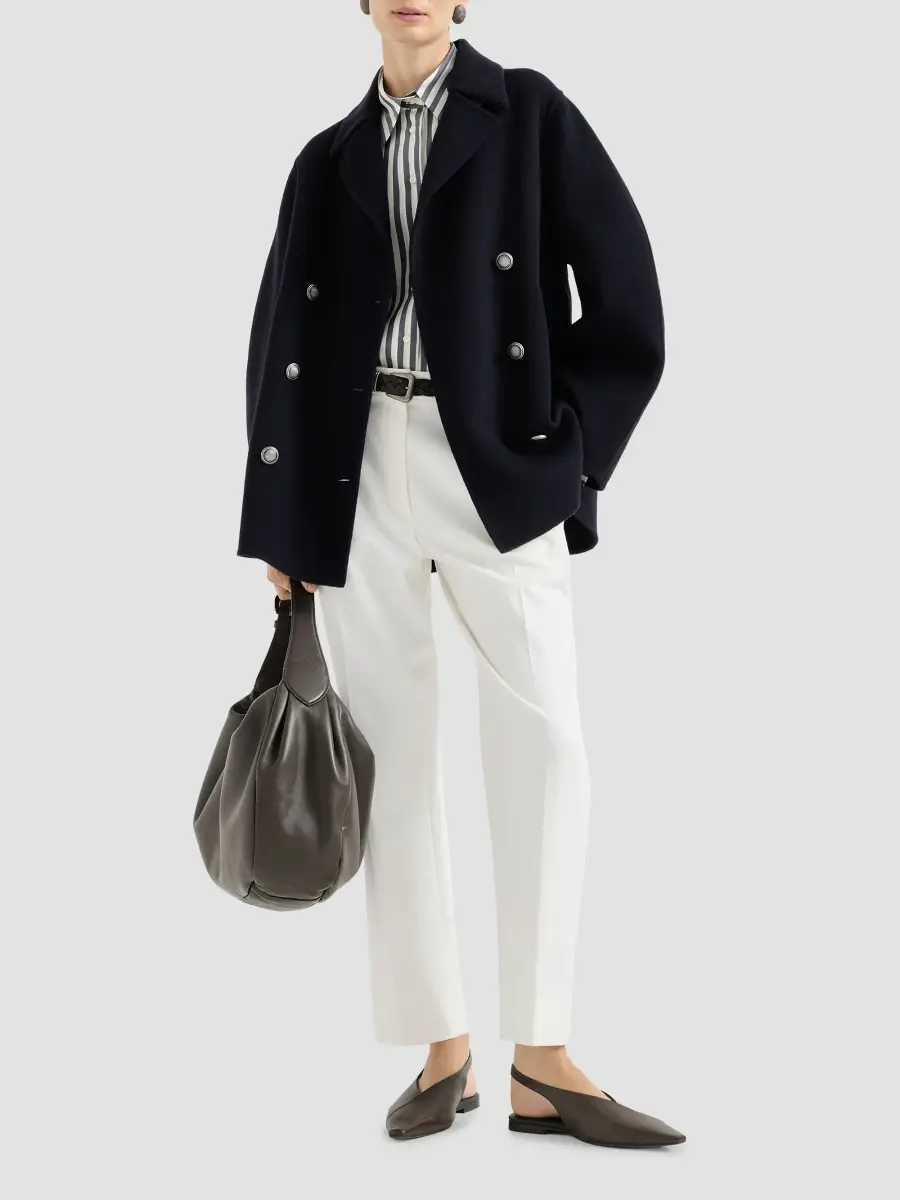 Brunello Cucinelli Women's Stretch Cotton Cover Slouchy Trousers with Monili | Thumbnail 6 Brunello Cucinelli Women's Stretch Cotton Cover Slouchy Trousers with Monili | Thumbnail 6