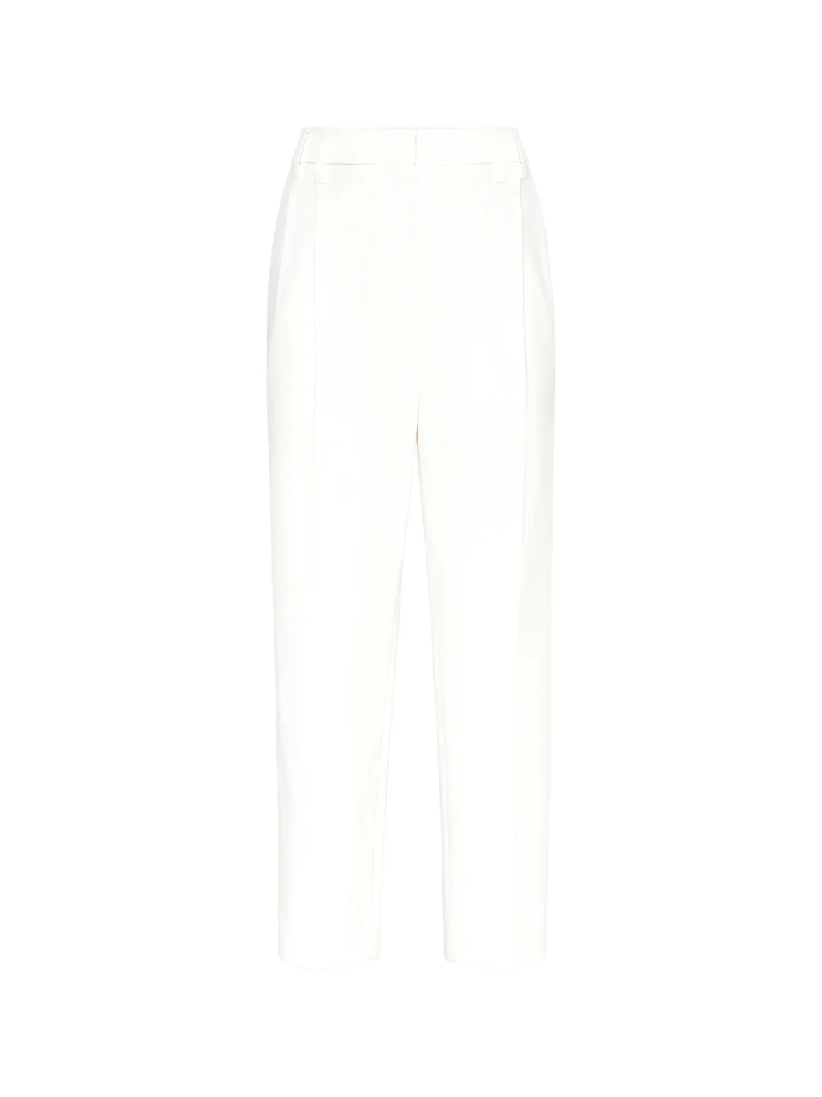 Brunello Cucinelli Women's Stretch Cotton Cover Slouchy Trousers with Monili - Off White