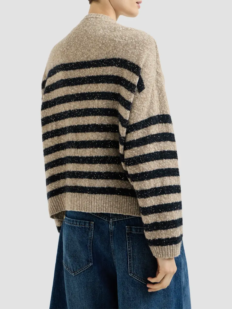 Brunello Cucinelli Women's Mouliné Soft Virgin Wool and Cashmere Sweater | Thumbnail 3 Brunello Cucinelli Women's Mouliné Soft Virgin Wool and Cashmere Sweater | Thumbnail 3