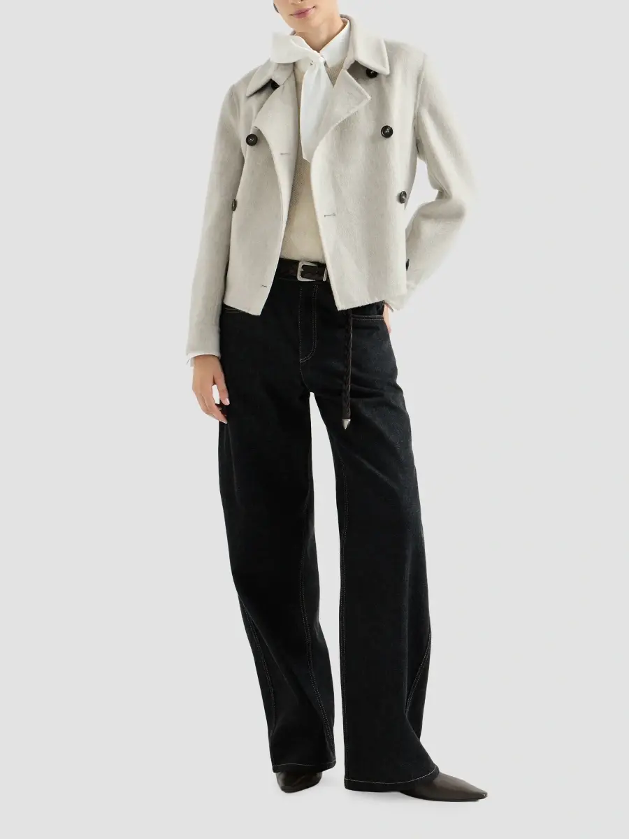 Brunello Cucinelli Women's Hand-Crafted Cropped Pea Coat | Thumbnail 2