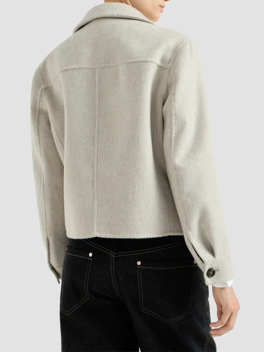 Brunello Cucinelli Women's Hand-Crafted Cropped Pea Coat | Thumbnail 4