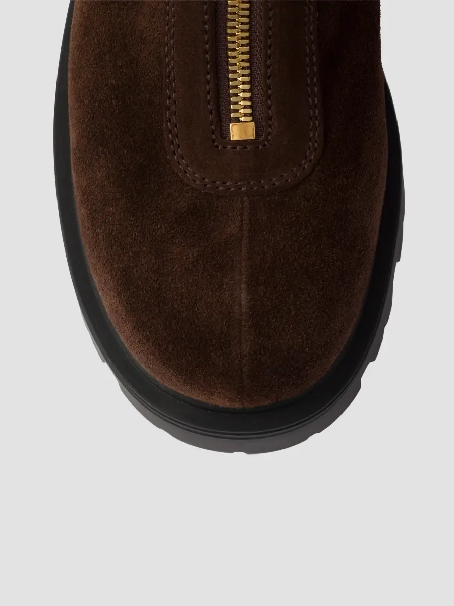 Prada Women's Suede Booties with Zip - Brown | Thumbnail 5 Prada Women's Suede Booties with Zip - Brown | Thumbnail 5