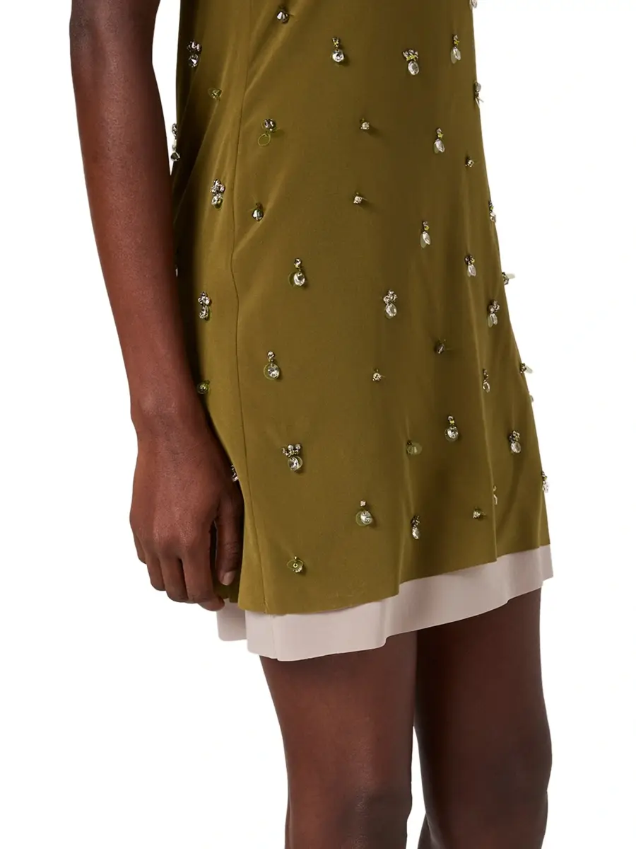 Miu Miu Women's Embroidered Stretch Georgette Mini-Dress | Thumbnail 4