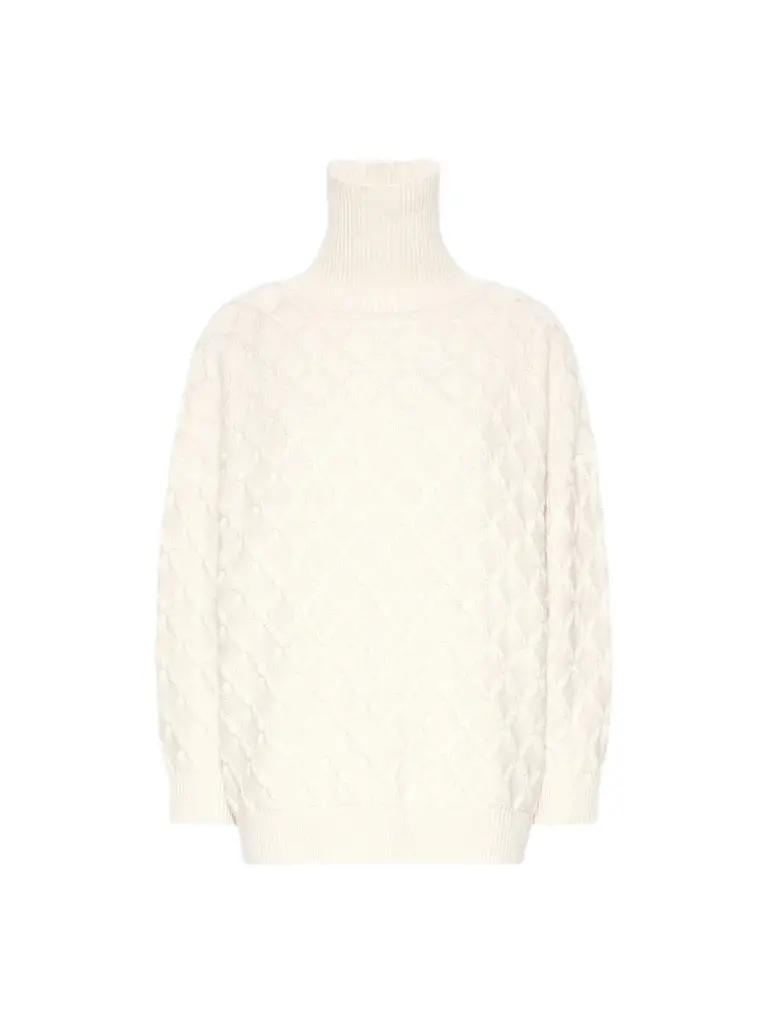 Women's Oversized Diamond Wool and Cashmere Sweater