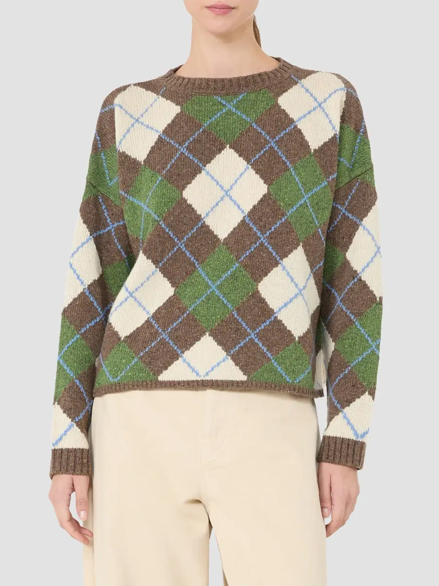 Weekend Max Mara Women's Wool Yarn Argyle Jumper | Thumbnail 2 Weekend Max Mara Women's Wool Yarn Argyle Jumper | Thumbnail 2