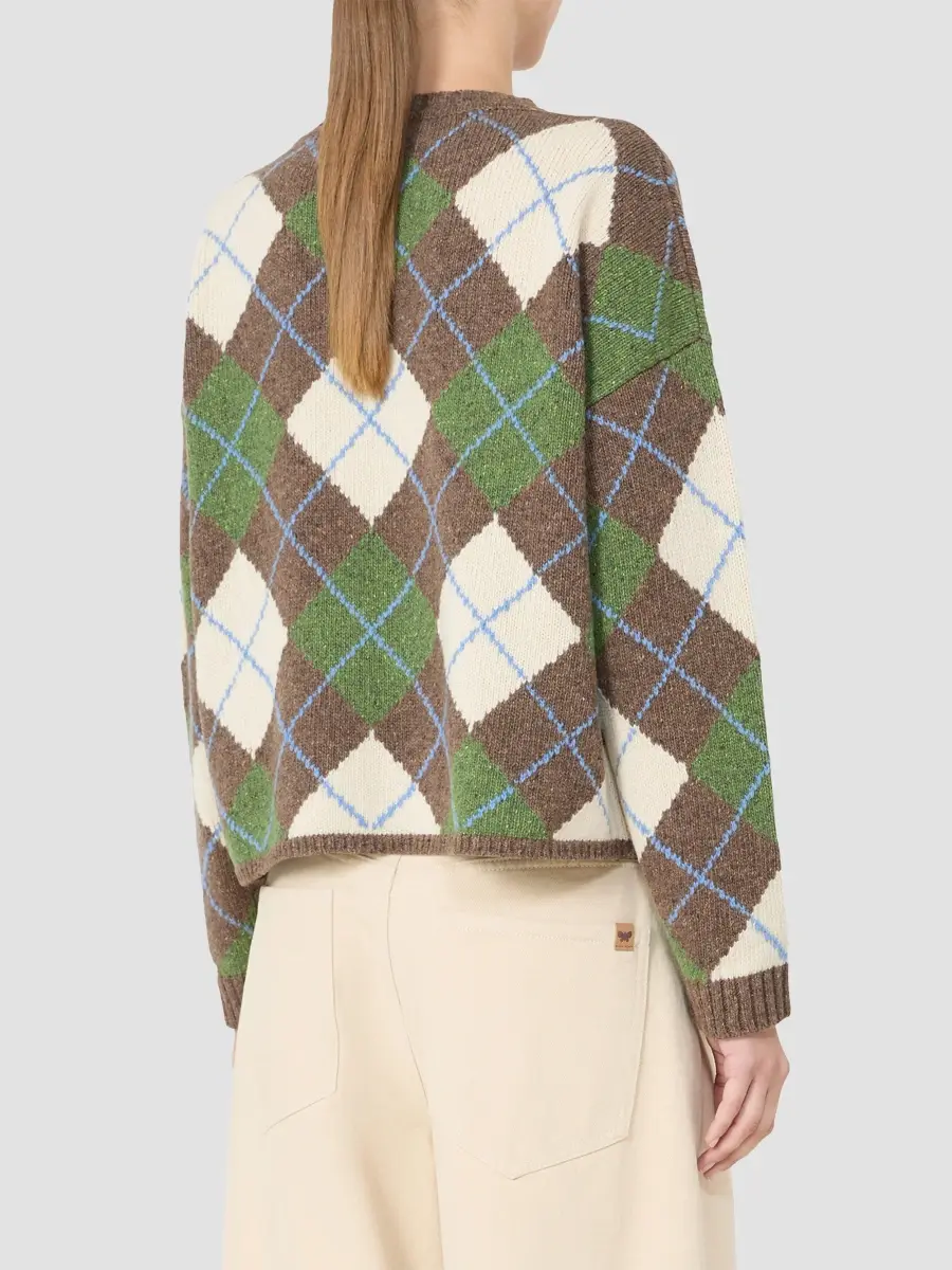 Weekend Max Mara Women's Wool Yarn Argyle Jumper | Thumbnail 3 Weekend Max Mara Women's Wool Yarn Argyle Jumper | Thumbnail 3