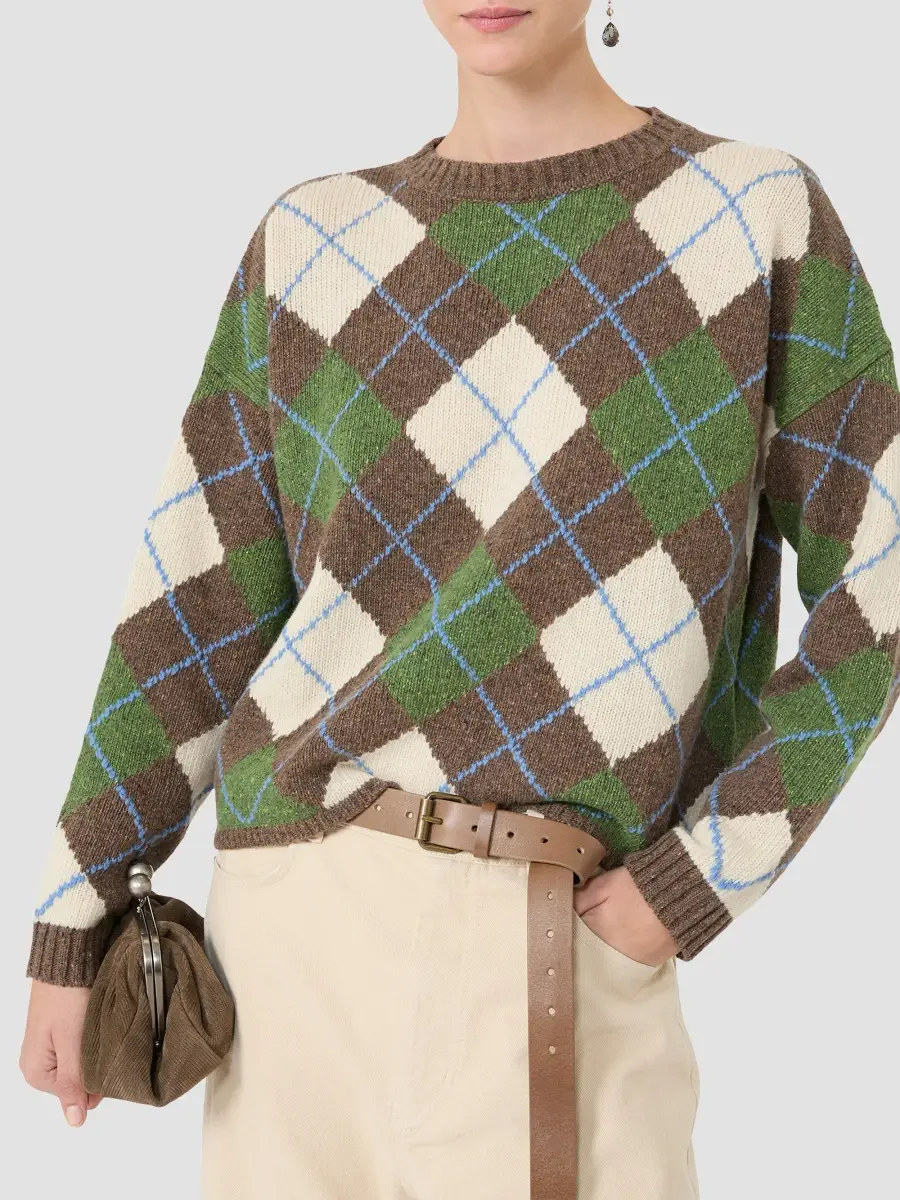 Weekend Max Mara Women's Wool Yarn Argyle Jumper | Thumbnail 4 Weekend Max Mara Women's Wool Yarn Argyle Jumper | Thumbnail 4