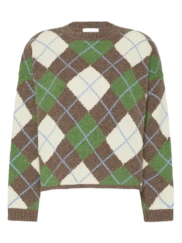 Weekend Max Mara Women's Wool Yarn Argyle Jumper