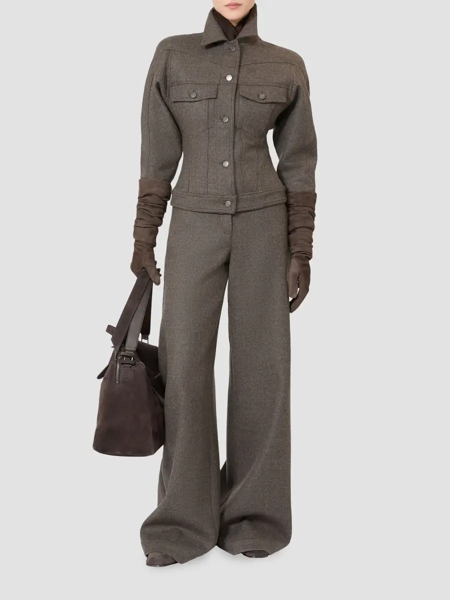 Max Mara Women's Felted Wool Wide Leg Trousers | Thumbnail 2 Max Mara Women's Felted Wool Wide Leg Trousers | Thumbnail 2