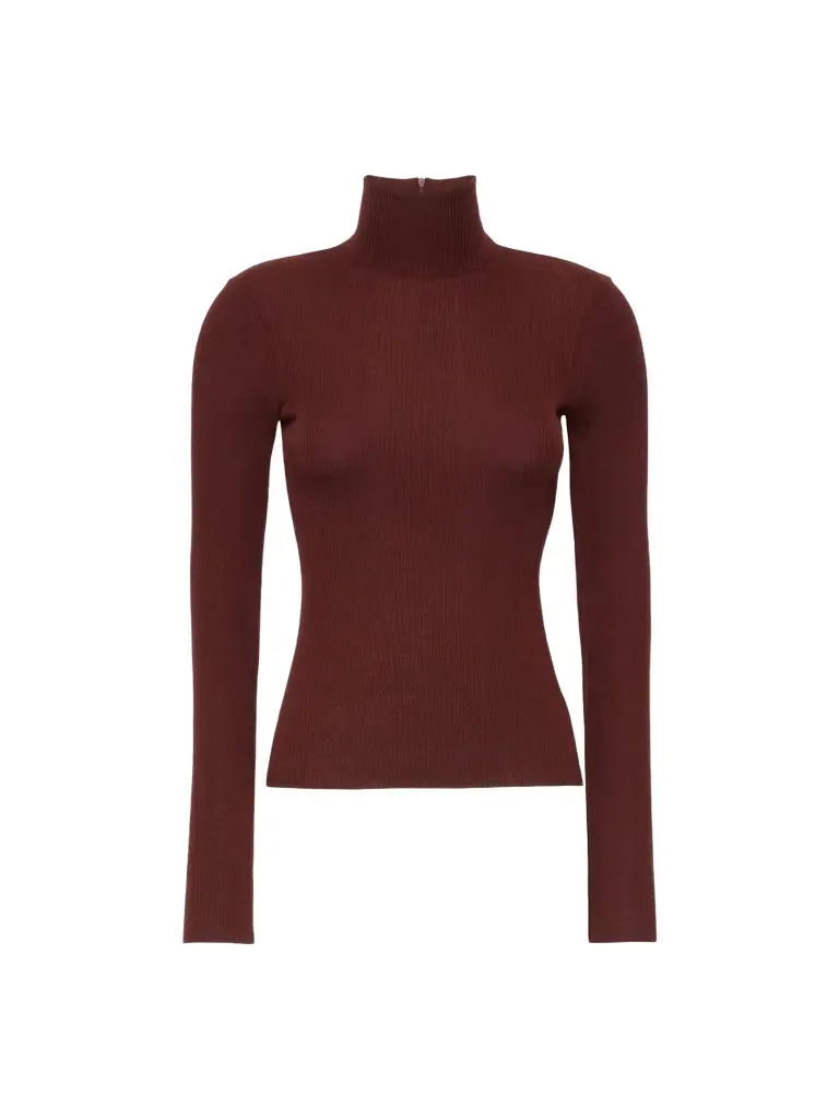 Women's Wool Yarn Polo Neck Sweater