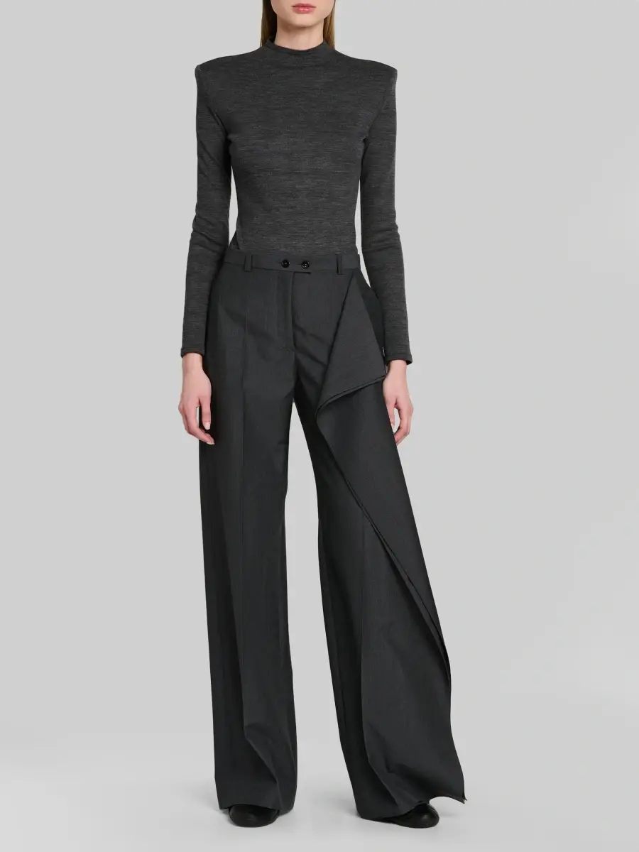 Jil Sander Women's Asymmetric Ruffle Wool-Mohair Trousers | Thumbnail 2 Jil Sander Women's Asymmetric Ruffle Wool-Mohair Trousers | Thumbnail 2