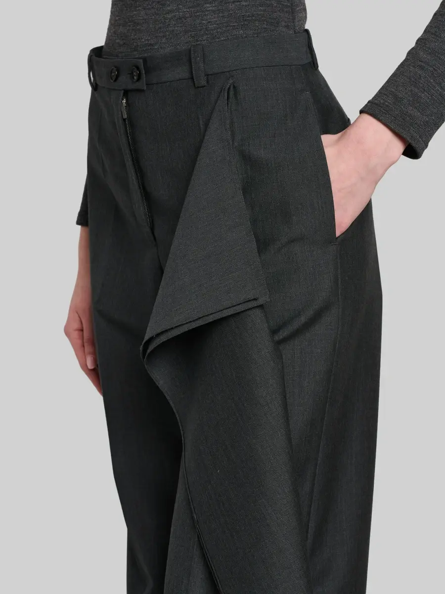 Jil Sander Women's Asymmetric Ruffle Wool-Mohair Trousers | Thumbnail 5 Jil Sander Women's Asymmetric Ruffle Wool-Mohair Trousers | Thumbnail 5