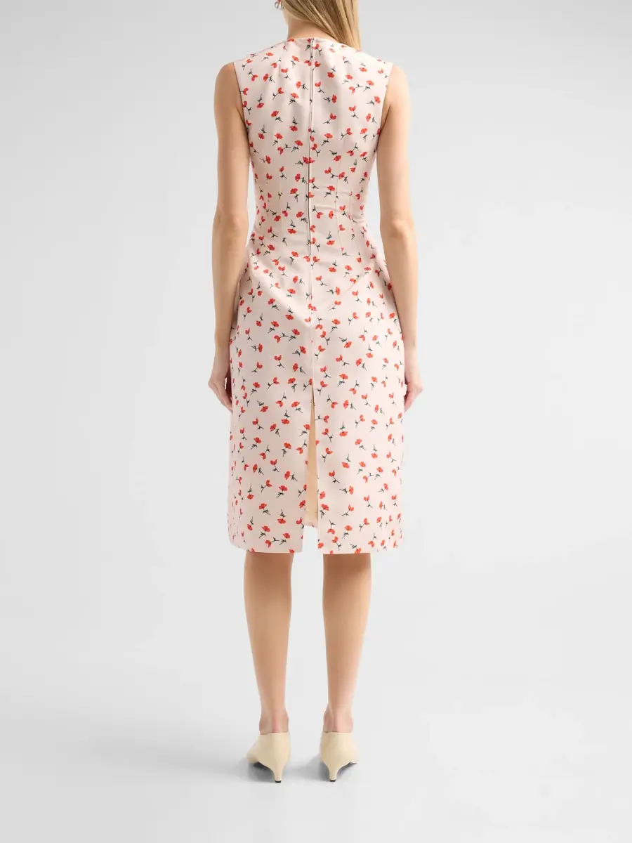 Jil Sander Women's Poppy Print Faille Midi Dress | Thumbnail 3 Jil Sander Women's Poppy Print Faille Midi Dress | Thumbnail 3