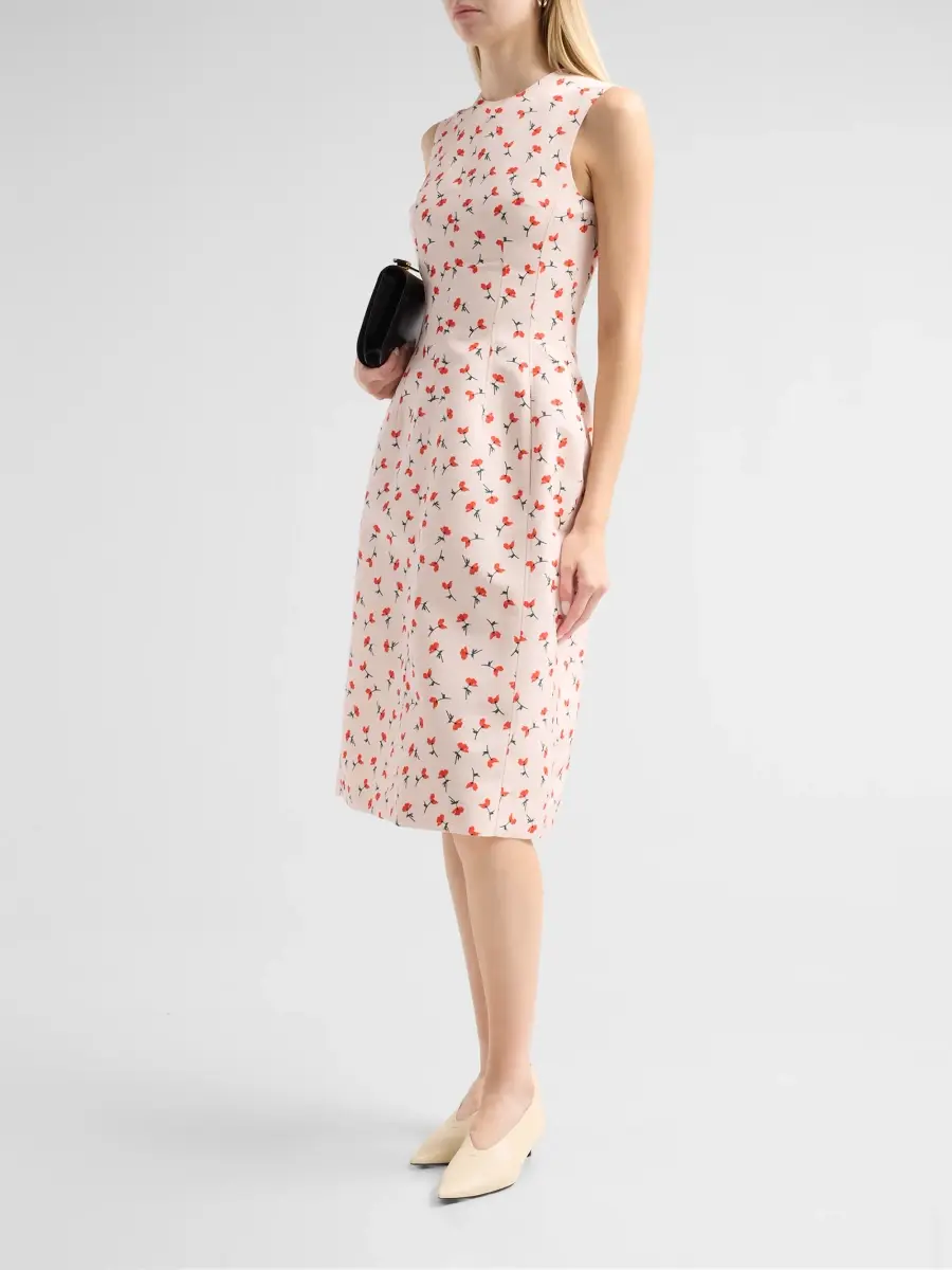 Jil Sander Women's Poppy Print Faille Midi Dress | Thumbnail 4 Jil Sander Women's Poppy Print Faille Midi Dress | Thumbnail 4