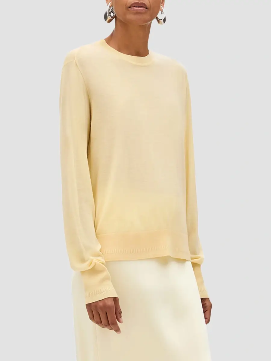 Another Tomorrow Women's Feather Weight Crew Sweater | Thumbnail 3 Another Tomorrow Women's Feather Weight Crew Sweater | Thumbnail 3