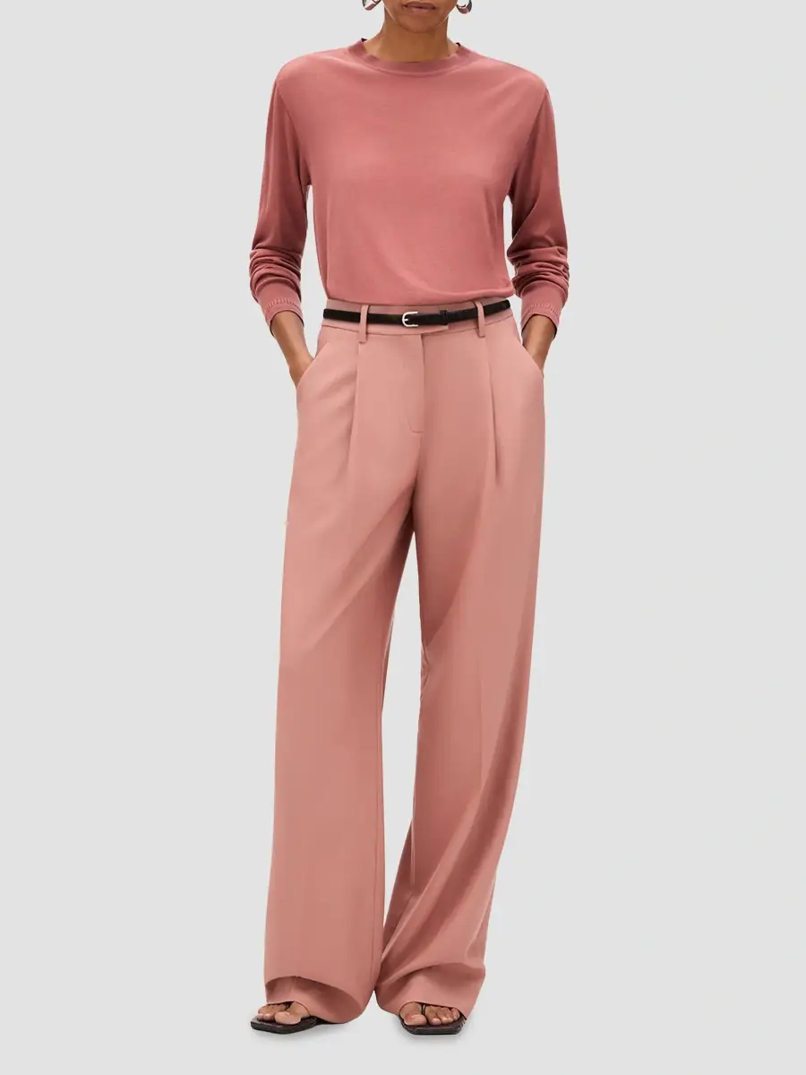 Another Tomorrow Women's Feather Weight Crew Sweater | Thumbnail 2 Another Tomorrow Women's Feather Weight Crew Sweater | Thumbnail 2