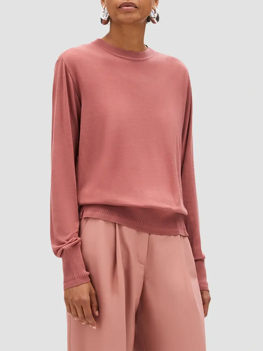 Another Tomorrow Women's Feather Weight Crew Sweater | Thumbnail 4 Another Tomorrow Women's Feather Weight Crew Sweater | Thumbnail 4