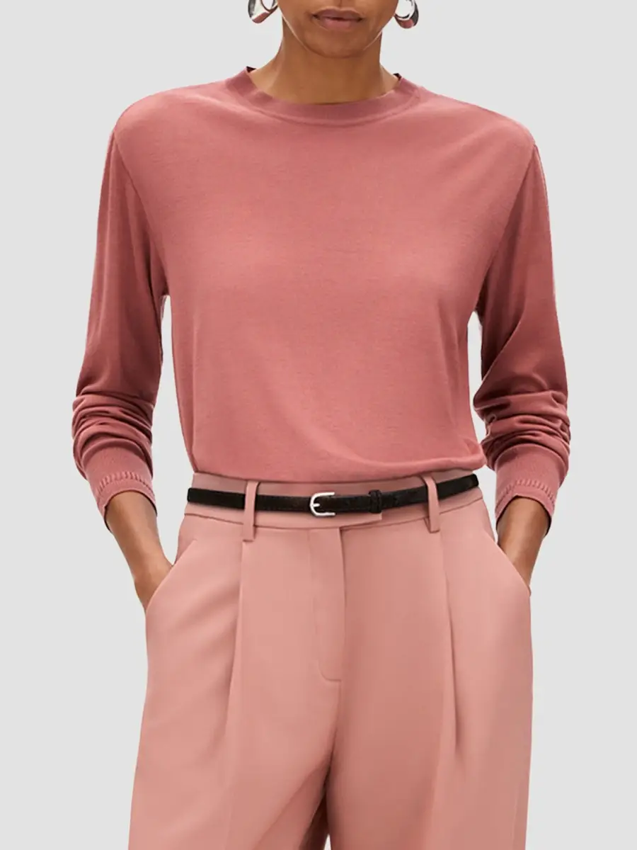 Another Tomorrow Women's Feather Weight Crew Sweater | Thumbnail 3 Another Tomorrow Women's Feather Weight Crew Sweater | Thumbnail 3