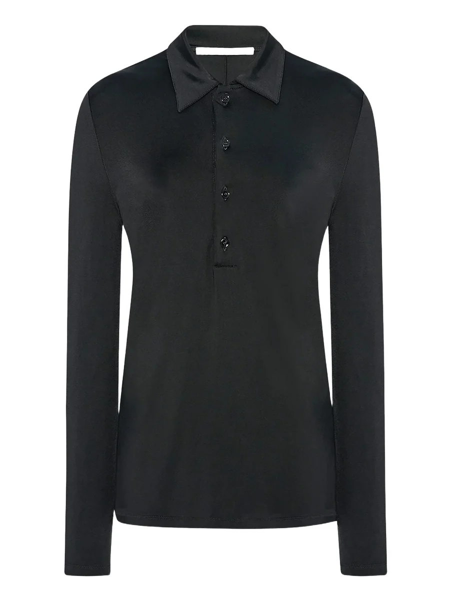 Another Tomorrow Women's Fluid Long Sleeve Polo Top