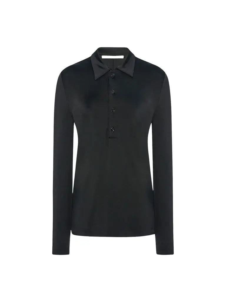 Women's Fluid Long Sleeve Polo Top Women's Fluid Long Sleeve Polo Top