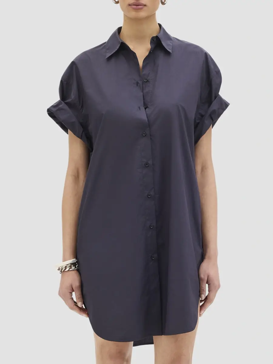 Another Tomorrow Women's Short Shirt Dress | Thumbnail 2 Another Tomorrow Women's Short Shirt Dress | Thumbnail 2
