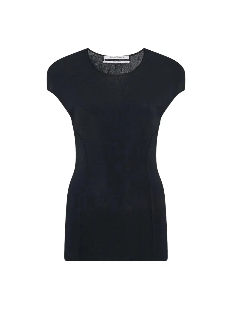 Another Tomorrow Women's Seamed Fitted Top