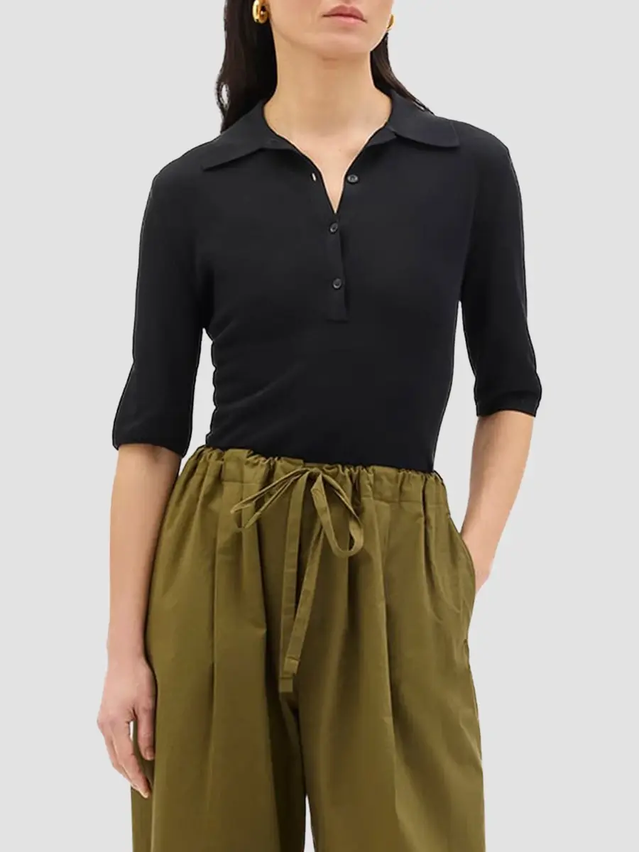 Another Tomorrow Women's Pique Polo | Thumbnail 3 Another Tomorrow Women's Pique Polo | Thumbnail 3