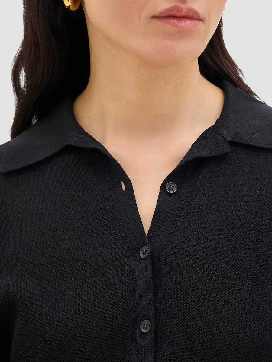 Another Tomorrow Women's Pique Polo | Thumbnail 6 Another Tomorrow Women's Pique Polo | Thumbnail 6