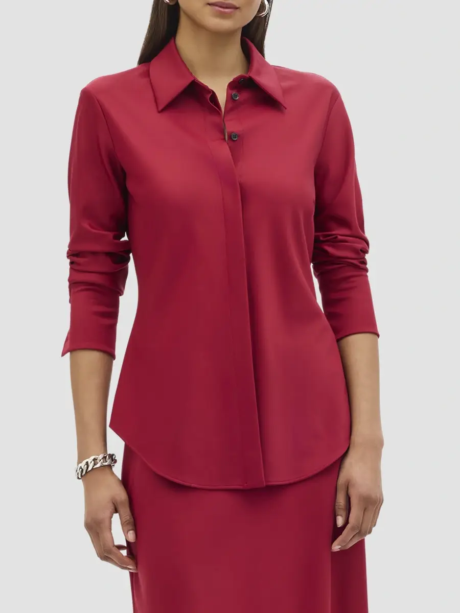 Another Tomorrow Women's Wool Bias Shirt | Thumbnail 2 Another Tomorrow Women's Wool Bias Shirt | Thumbnail 2