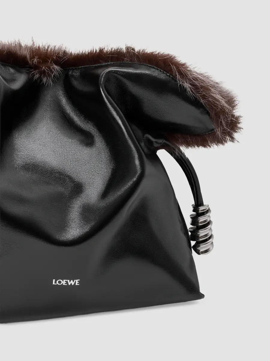 Loewe Women's Flamenco Shearling-Trim Leather Clutch | Thumbnail 7