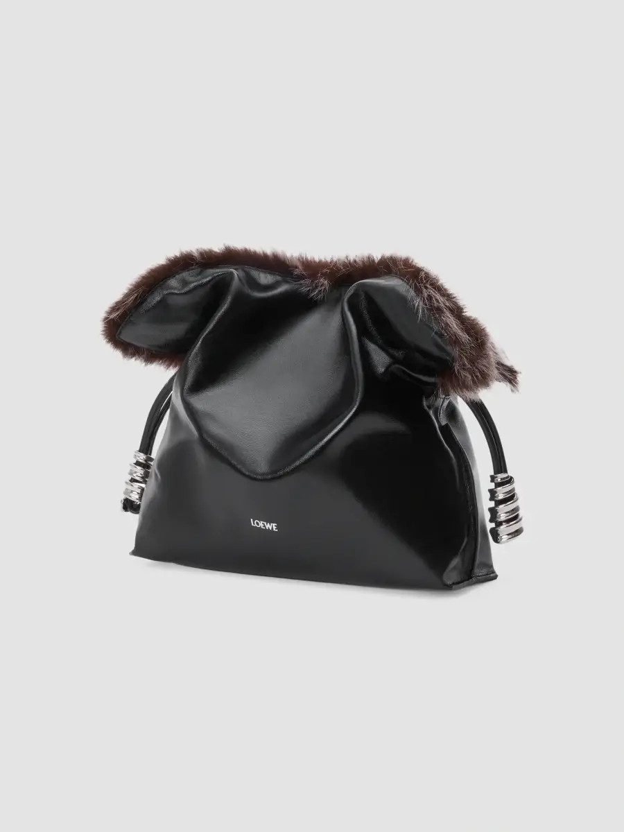 Loewe Women's Flamenco Shearling-Trim Leather Clutch | Thumbnail 8